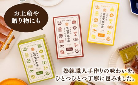 【全3回定期便】カット包装カステラ3箱入(各5切入) プレーン 抹茶 チョコ 五島市 / 文明堂総本店 [PEO014] カステラ 長崎カステラ かすてら おやつ カステラ 長崎カステラ かすてら お