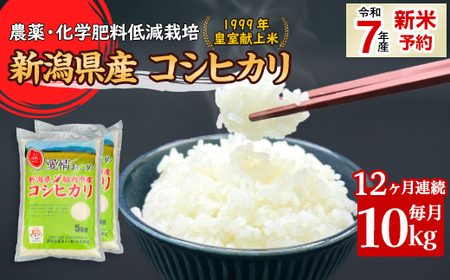 16-K10Z【12ヶ月連続お届け】新潟県胎内市産コシヒカリ10kg（5kg×2袋）