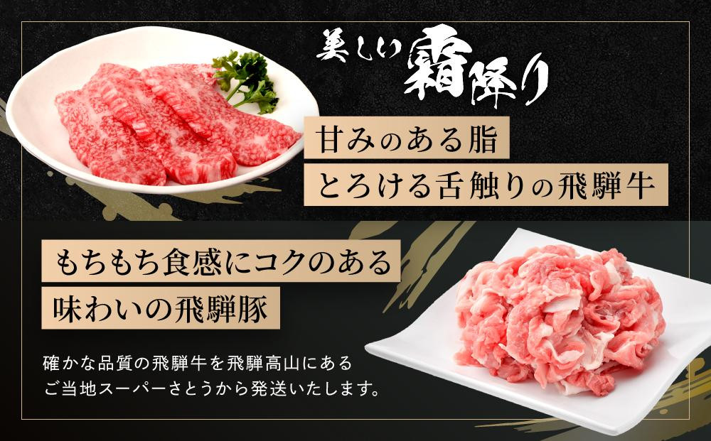 飛騨牛 カルビ200g & 飛騨豚 バラ300g | 食べ比べ セット 焼肉 国産牛 豚肉 飛騨高山 人気 おいしい ファミリーストアさとう CY043VC13