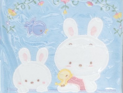 ベビー用 綿毛布 親子ウサギ 85×115cm ブルー 1枚 2110 [1927]