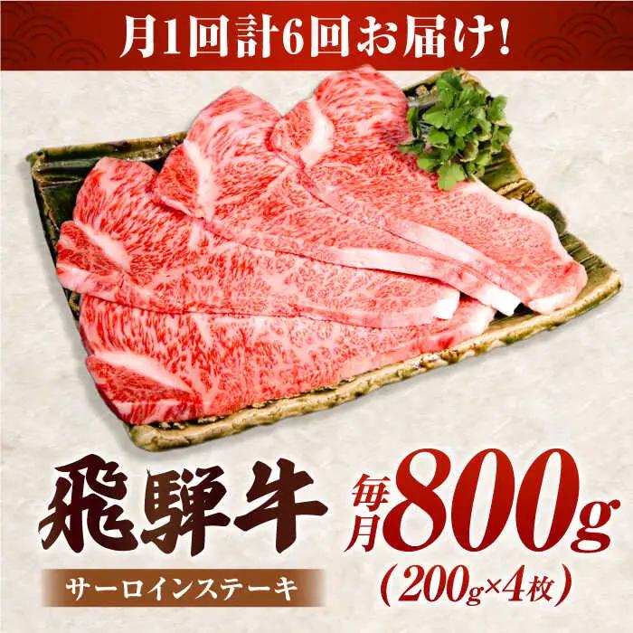 【6回定期】特選飛騨牛5等級ステーキ サーロイン800g[AVAG009] 飛騨牛 サーロイン
