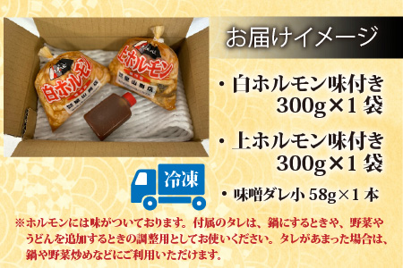 【全国ホルモン大会初代優勝】 星山ホルモン 白 ミックス ホルモン 600g お試し 小分け 食べ比べ セット（各300g・たれ付）【行列のできるお店】