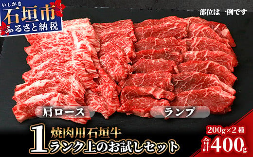 
石垣牛・焼肉用・1ランク上のお試しセット・ミスジ、イチボなど希少部位が200g×2種＝計400g入り SI-20-1
