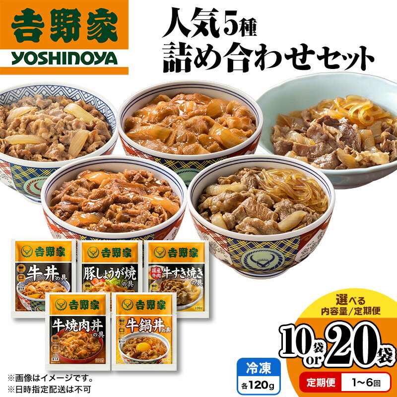 【ふるさと納税】吉野家 人気5種 詰め合わせ 選べる 10袋 20袋 定期便 冷凍 牛丼 レトルト 丼の具 レトルト食品 非常食 防災食 新潟 十日町市