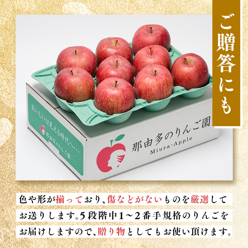 年内発送 贈答用サンふじ約3kg（糖度証明書付き）  【那由多のりんご園・平川市産】