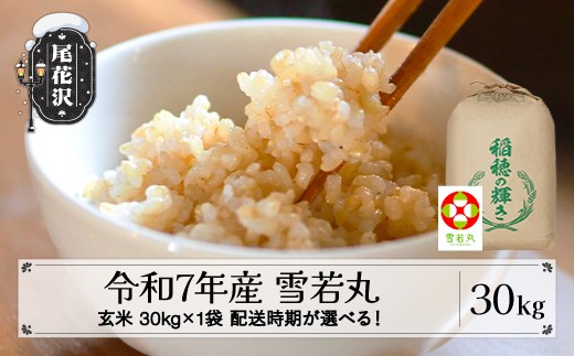 
                  令和7年産 玄米 雪若丸 30kg 30kg×1袋 配送時期選べる 11月上旬~8月下旬発送 2025年産 米 お米 国産 山形県 尾花沢市 kk-ywgxa30
                