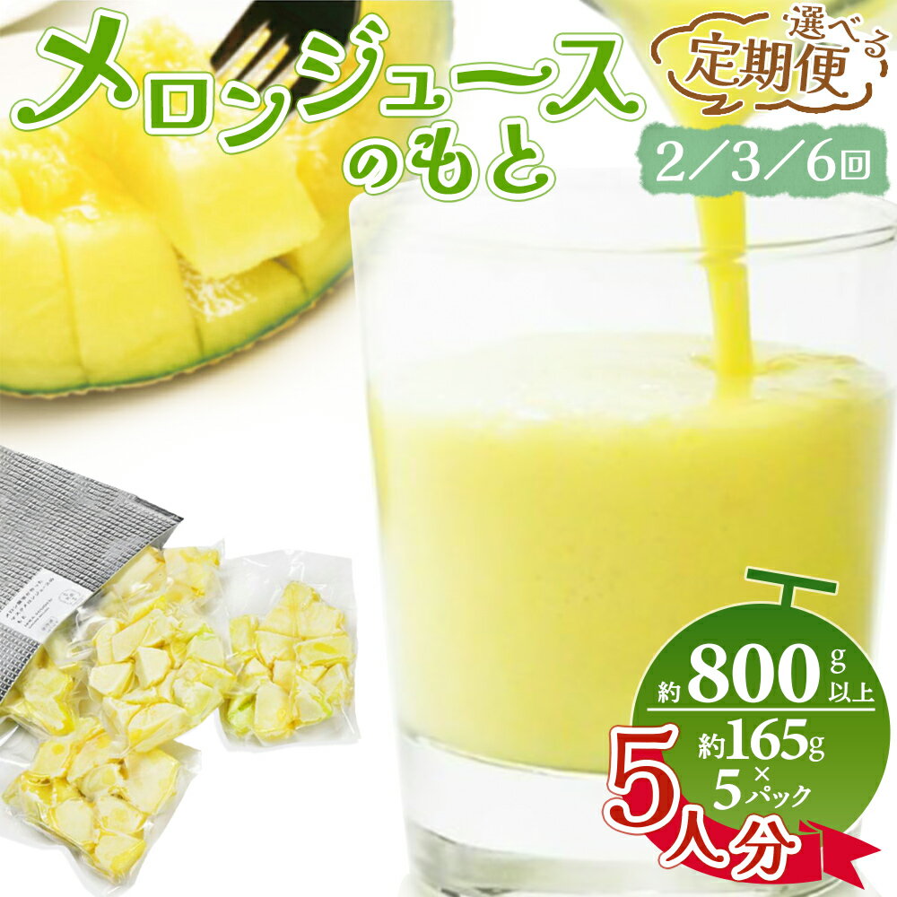 【ふるさと納税】【選べる回定期便】メロンジュースのもと 約800g 約165g×5パック 選べる定期回数2回／3回／6回 - 国産 マスクメロン 完熟 飲み物 飲料 甘い フルーツジュース ジュース スムージー アレンジ 果物 くだもの フルーツ めろん 篤農 高知県 香南市【冷凍】