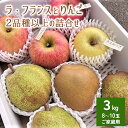 【ふるさと納税】 ラ・フランス と りんご 2品種 以上の 詰合せ 3kg ご家庭用 8～10玉 果物 フルーツ 産地直送 山形 洋なし お取り寄せ 送料無料 秋 旬 山形県 上山市 0075-2411