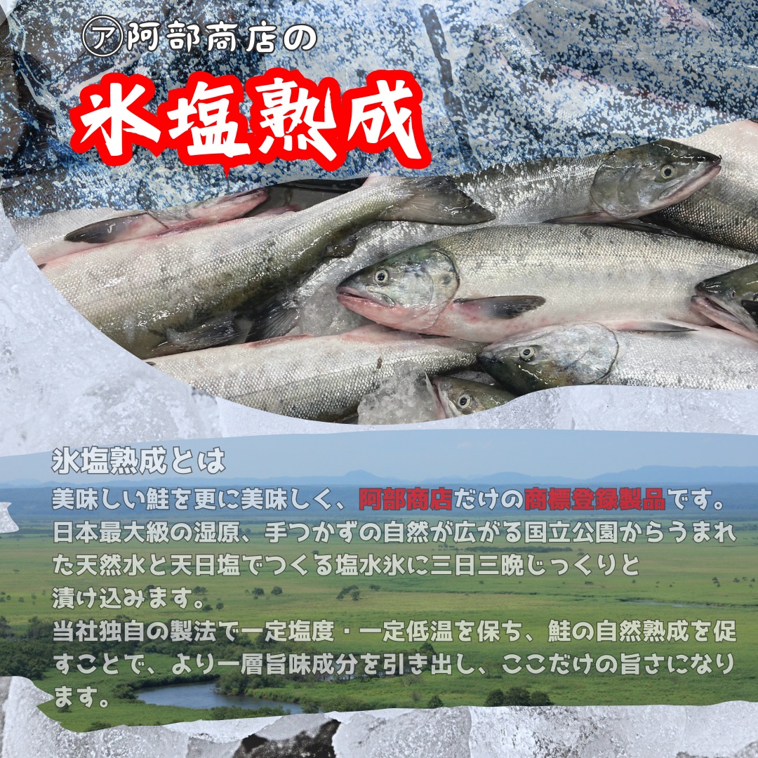【3ヶ月連続定期便】北海道産マルア阿部商店特選 氷塩熟成 秋鮭切身 16切(4枚入×4袋) 定期便 鮭 サケ 秋鮭 北海道産 おかず 魚 魚介 海鮮 シャケ 切り身 北海道 _F4F-4517