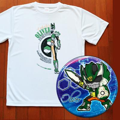 ふるさと納税 瀬戸市 陶神オリバーTシャツ(160サイズ)+缶バッジセット