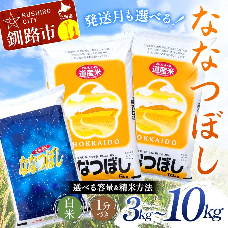 【ふるさと納税】【令和7年度産】【新米】 北海道産 ななつぼし（3kg／5kg／10kg）【選べる容量・種類・発送月】 白米 1分づき 北海道 米 コメ こめ お米 白米 玄米 F4F-9857var