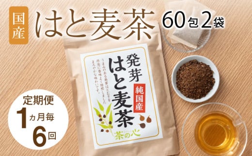 【1ヶ月毎6回定期便】 麦茶 国産 はと麦茶 60包×2袋