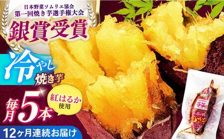 【全12回定期便】紅はるか 冷やし焼き芋 5本入 / やきいも 焼いも 焼芋 冷蔵 しっとり / 亀山市 / 芋笑[AMBU016]