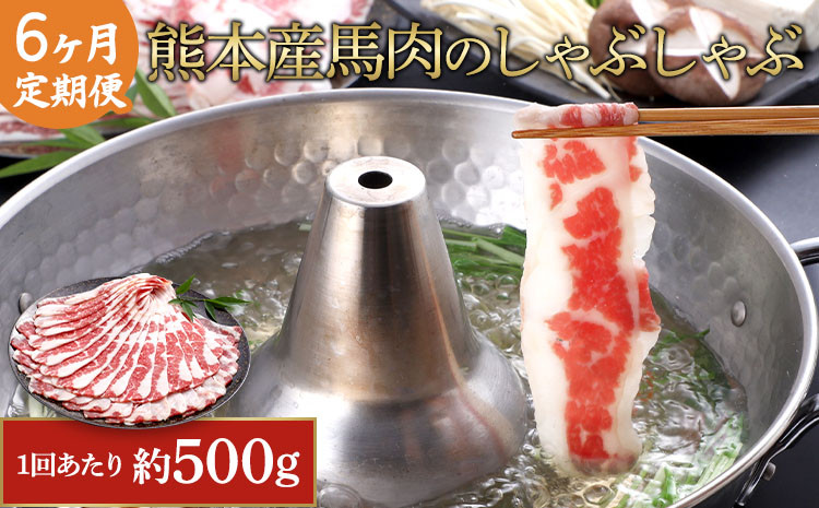 【6か月定期便】熊本産 馬肉 しゃぶしゃぶ 約500g