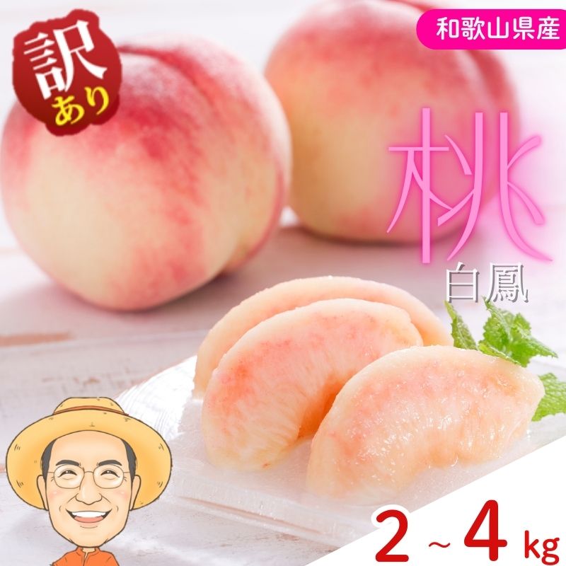 【ふるさと納税】【訳あり】桃 白鳳 約2kg 箱 (8～9個) 4kg 箱 (13～15個) カキエモン農園 【2026年6月下旬～7月下旬頃順次発送】 クール便 送料無料 熨斗 ギフト 贈答 もも momo モモ 果実 完熟 カキエモン 農園 紀州 熱中症 夏バテ 果物