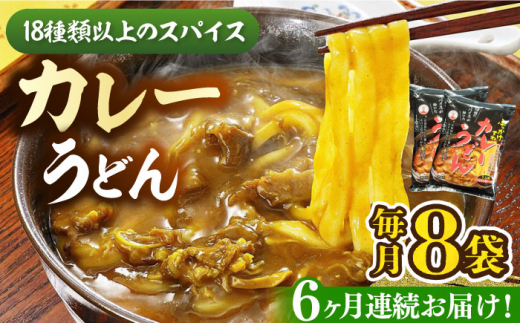 【全6回定期便】カレーうどん ８食 《豊前市》【富士菊】[VAI065] うどん カレーうどん カレースープ ウドン カレー 福岡 定期便
