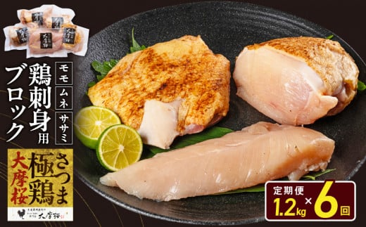 【全6回】さつま極鶏大摩桜 刺身用ブロック定期便 085-10