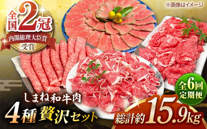 
                  【全6回定期便】その旨味、最上級！「しまね和牛肉」4種贅沢セット 島根県松江市/有限会社おき精肉店 [ALFT086]｜しまね和牛 ローストビーフ ビーフ 国産 国産牛 黒毛和牛 ディナー パーティー グルメ おかず 国産 冷凍 セット すき焼き しゃぶしゃぶ スライス 切り落とし こま切れ 小間切れ 細切れ 定期便
                