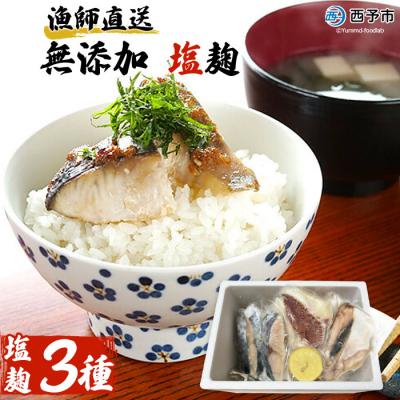 ふるさと納税 西予市 <漁師直送　無添加　塩麹　三種セット(愛媛県西予市明浜産)>　ハマチ　鯛　サワラ　食べ比べ　詰合せ