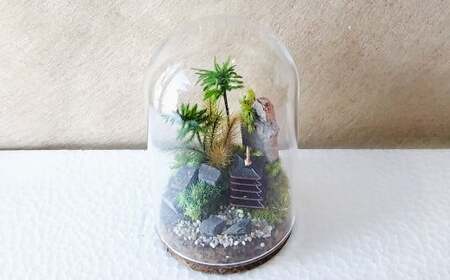 【さとリウムR】プリザーブド加工のテラリウム なごみ（五重の塔） 1セット ｜テラリウム ガラスドーム 苔 こけ コケ 植物 鑑賞用 インテリア 水やり不要