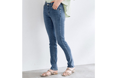 レディースジーンズ SOMETHING STANDARD SKINNY(SKY36-146)【中色ブルー】27インチ