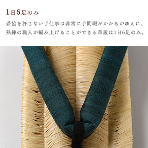 【LLサイズ】山形伝統 手編み 豊国草履（男性用・室外用）「豊国-TOYOKUNI-萌葱（もえぎ）」（シルク100％米沢織り鼻緒）　037-H-KZ020-萌葱-LL