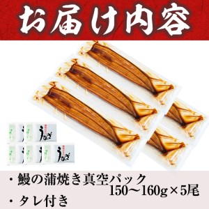 うなぎの大楠＜大＞5尾セット計750g(150g×5) c4-009