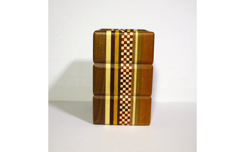 【箱根寄木細工　無垢四角ペン立て】 142069_CW108