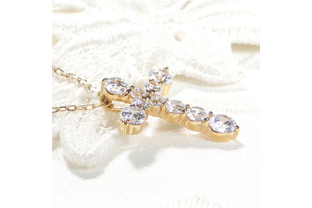 ネックレス K18YG イエローゴールド ダイヤモンド 1.0ct クロス 十字架 1カラット ペンダント 【f020-k18yg】