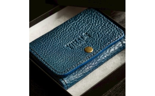 YIHALS ハンドメイド 鹿革 名刺入れ ネイビーブルー《靴屋が手掛ける革製品》｜イハレス レザー 革小物 [0633]