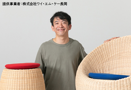 NC177B（黄色）籐スツール・クッション付