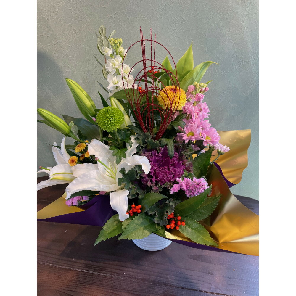 【ふるさと納税】美里町からお届け新年を彩る生花アレンジメント～和～ | フラワー 植物 プラント 人気 おすすめ 送料無料