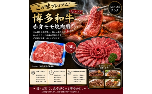 この味プレミアム!＜A4～A5＞博多和牛赤身モモ焼肉用 1kg(250g×4p)【1767649】