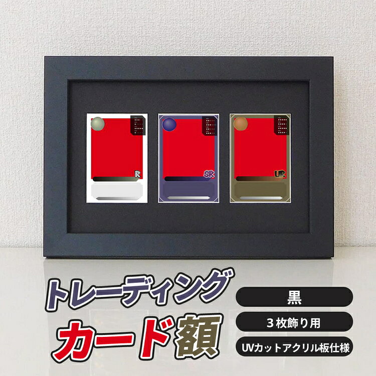 【ふるさと納税】トレーディングカード額 黒 3枚飾り用 UVカットアクリル板仕様 [No.702] ／ フレーム シンプル オシャレ 送料無料 岐阜県