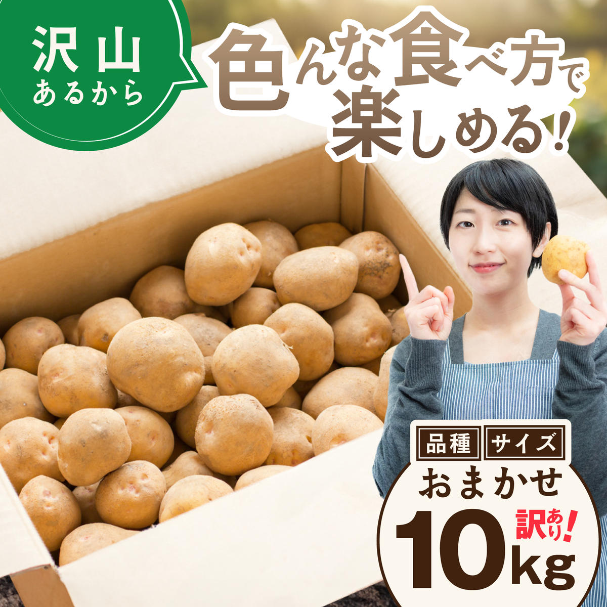 2025年10～12月発送 北海道別海町産 じゃがいも10kg (１種おまかせ) 【JV0000001】 (きたあかり、ワセシロ、男爵、メークイーン、レッドムーン）