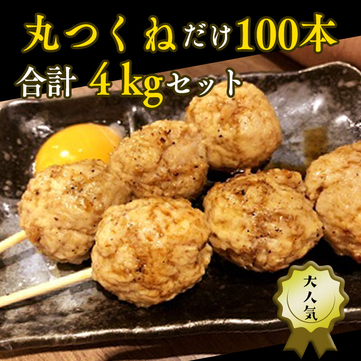 
1本40g！合計約4000g！大人気の丸つくね串たっぷり100本セット（丸つくね串約40g×100本）
