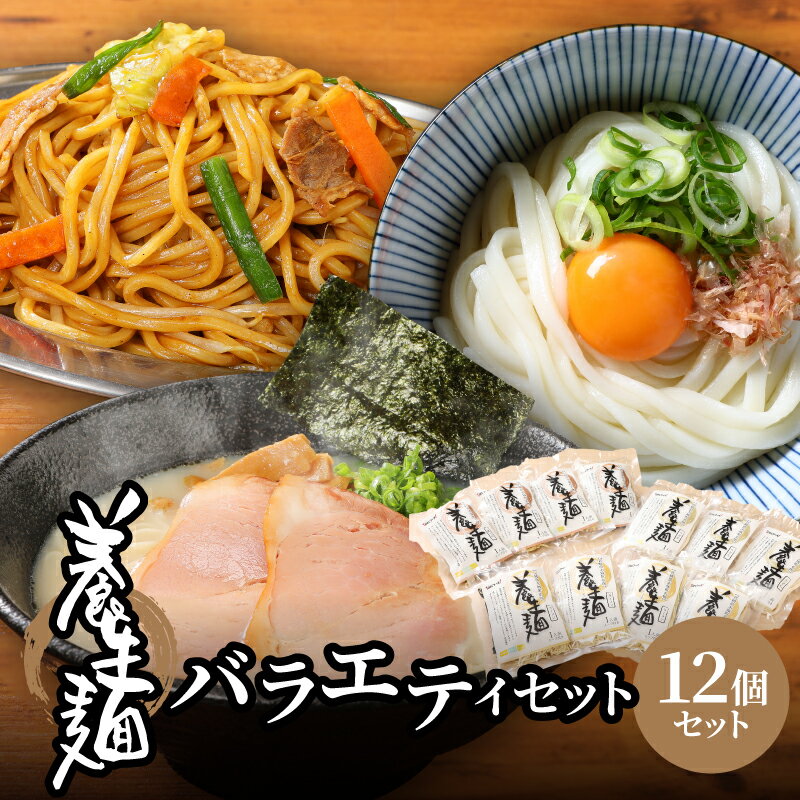 【ふるさと納税】【レビューキャンペーン中】養生麺セット 12個入り - 木城町名物 養生麺(ようじょうめん) うどん ラーメン(とんこつ味・しょう油味) 焼きそば 詰め合わせ バラエティセット こんにゃく練り込み麺 食物繊維 おなかにやさしい 冷蔵 送料無料 【宮崎県木城町】