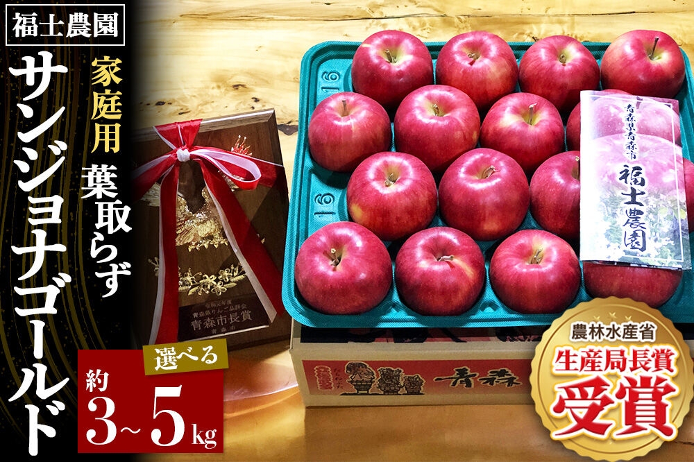 
                  【26年10月～発送】りんご 葉とらず サンジョナゴールド【家庭用】【選べる約 3kg／5kg】青森県 弘前市 [青森県産 産地直送 アップル おいしい 果実 果物 黄色 美味]
                