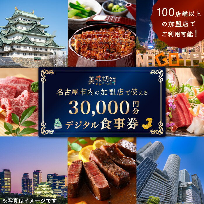 【ふるさと納税】お食事券 電子マネー 愛知 名古屋市内の飲食店100店舗以上で使えるお食事券 モーニング・ランチ・ディナー 「美味切符」 30,000円分