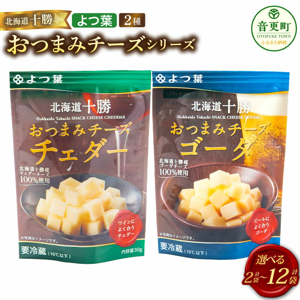 【ふるさと納税】＜選べる内容量＞「よつ葉」 北海道十勝 おつまみチーズ 2種セット チェダー ゴーダ 2個 4個 8個 12個 各1～6個 1個30g チェダーチーズ ゴーダチーズ ひとくちサイズ 生乳 乳製品 おつまみ おやつ お酒のお供 ワイン 冷蔵 国産