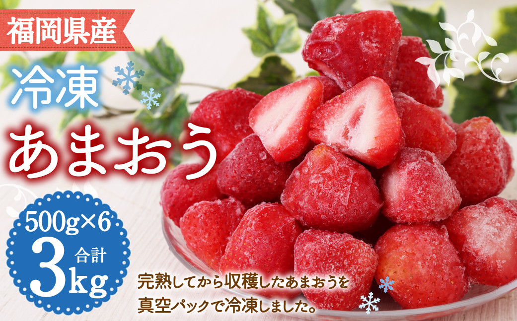 
冷凍あまおう 500g×6パック 計3kg いちご かき氷
