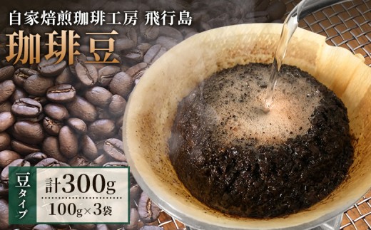 【自家焙煎珈琲工房 飛行島】 珈琲豆 300g （100g×3袋） | 自家焙煎 珈琲 コーヒー コーヒー豆 珈琲豆 セット 飛行島 焙煎 生豆 直火焙煎 厳選 おすすめ 詰め合わせ 珈琲店 工房 お取り寄せ 宮城県 白石市 白石【47003AA0101】