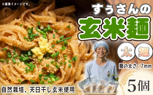 玄米麺 太麺 5個 玄米 グルテンフリー 米 お米の麺 コメ 麺 自然栽培 贈り物 まつり農園 伊豆 静岡県 三島市