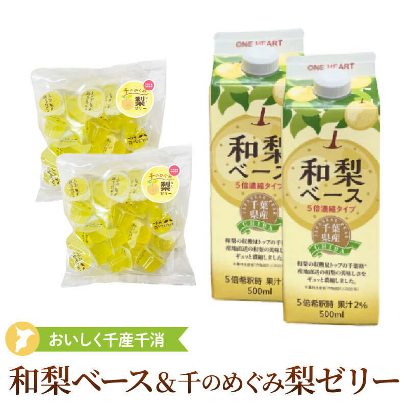 【ふるさと納税】和梨ベース ( 500ml × 2本 ) 千のめぐみ 梨ゼリー ( 22g ×40個 ) セット | 梨ジュース 梨ベース 梨ゼリー ゼリー フルーツゼリー 梨 なし 希釈 希釈ドリンク 飲料 ジュース スイーツ デザート おやつ お取り寄せ 人気 おすすめ 送料無料 千葉県 市原市