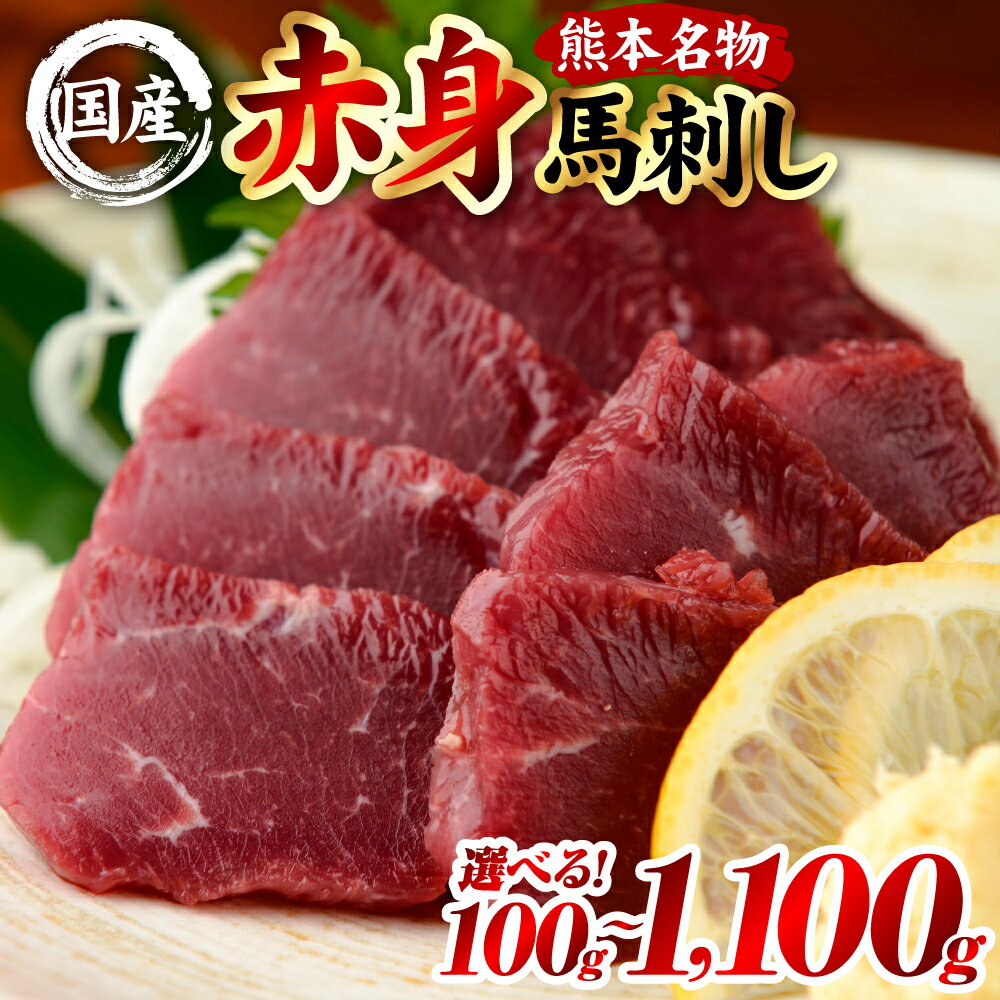【ふるさと納税】【選べる内容量】 国産 熊本肥育 赤身 馬刺し 100g～1100g 馬肉 刺し身 刺身 新鮮 ヘルシー おつまみ 晩酌 贈り物 真空パック ブロック 冷凍 熊本県 八代市 送料無料