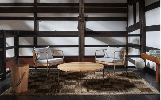 【FIL】コーヒーテーブル MASS Series 900 Coffee Table -Natural Wood & Copper Frame-