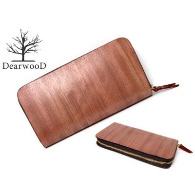 DearwooD 木の財布(チェーン:ゴールド/チャーム:レッド)