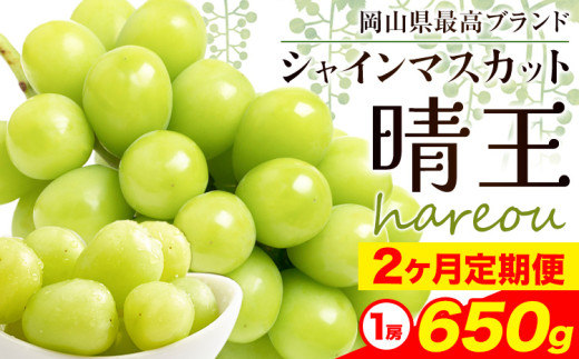【先行予約】シャインマスカット 晴王 岡山県産 定期便 2ヶ月 9月・10月発送 [2025年先行予約]《9月中旬-10月末頃出荷(土日祝除く)》1房 650g ハレノスイーツ 岡山中央卸売市場店 岡山県 浅口市 【配送不可地域あり】