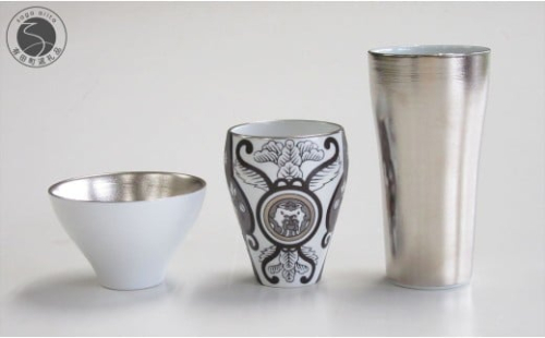 ARITA PORCELAIN LAB (アリタポーセリンラボ) JAPAN SNOW日本酒呑み比べ酒器セット 有田焼 古伊万里 盃 モダン プラチナ A60-119