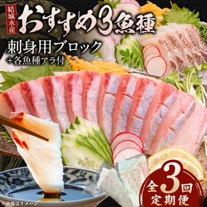 【3ヶ月定期便】(冷蔵)結城水産おすすめ！お刺身用ブロック N015-YD0239